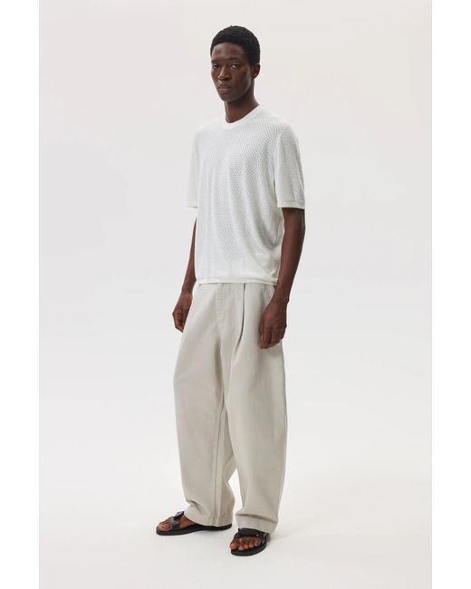 Johnstons White Superfine Merino Mesh T-Shirt for men