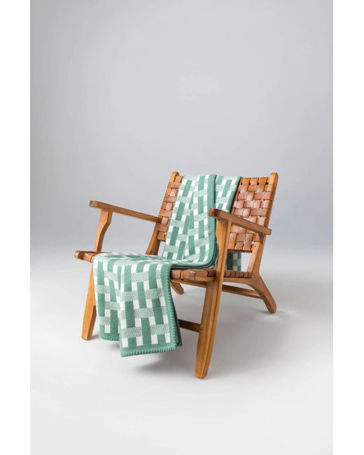 Johnstons Green Blanket Stitched Basketweave Throw