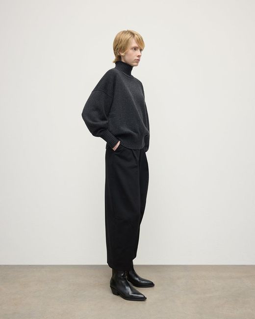 Johnstons Blue High Neck Charcoal Cashmere Jumper