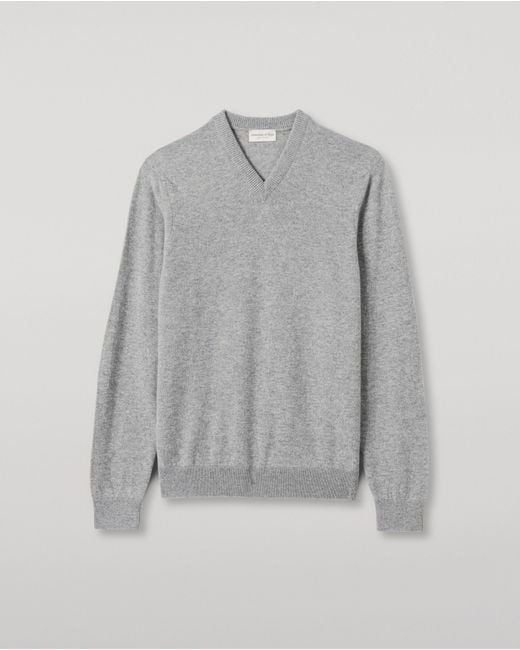 Johnstons Gray Rory Classic Cashmere V-Neck Jumper for men