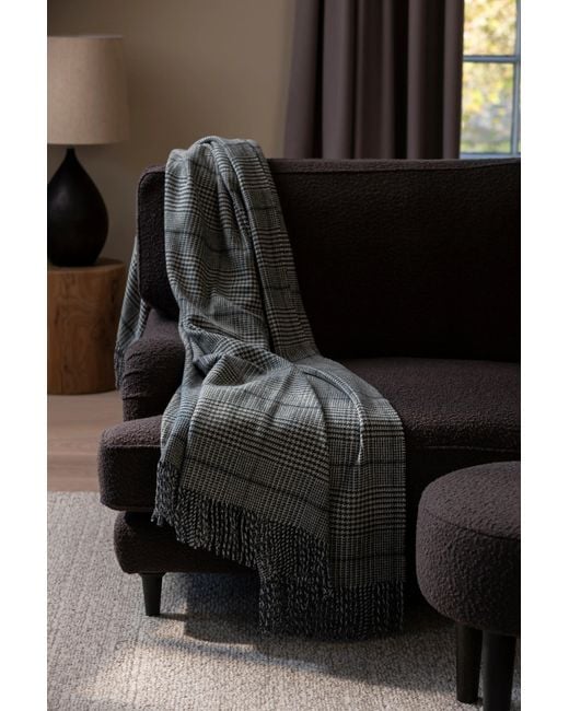 Johnstons Gray Tweed Glen Check Wool Throw