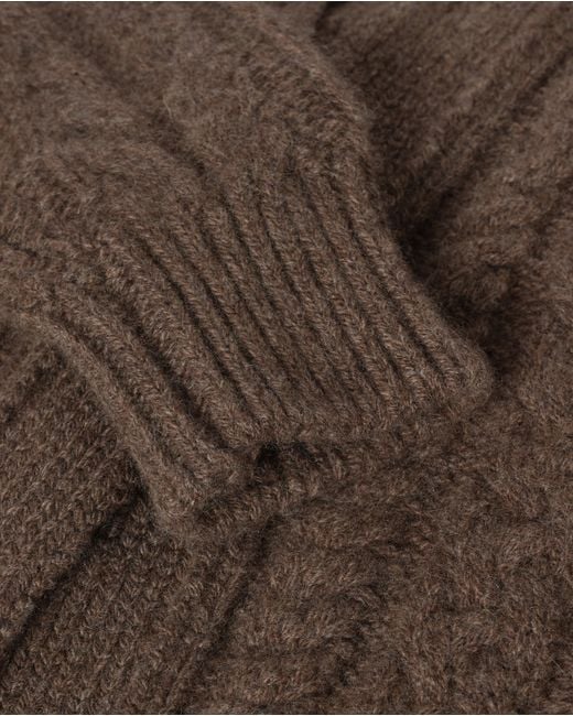 Johnstons Brown Mabel Aran Cable Cardigan