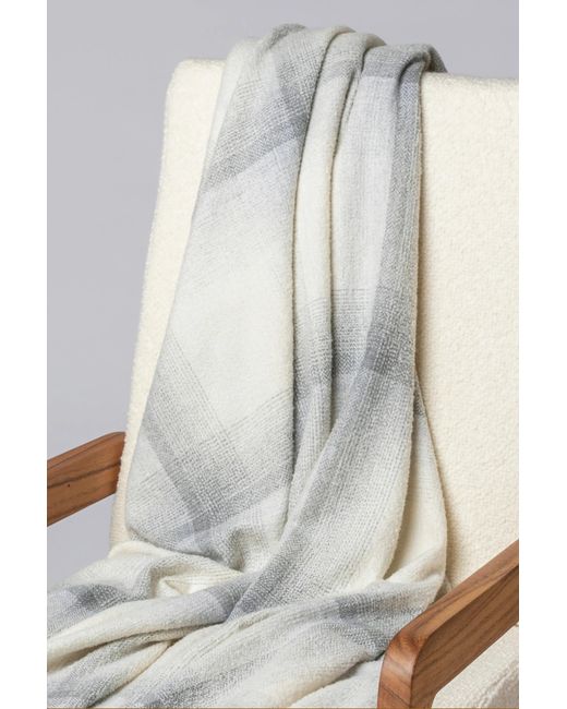 Johnstons White Blurred Cashmere Silk Bouclé Throw