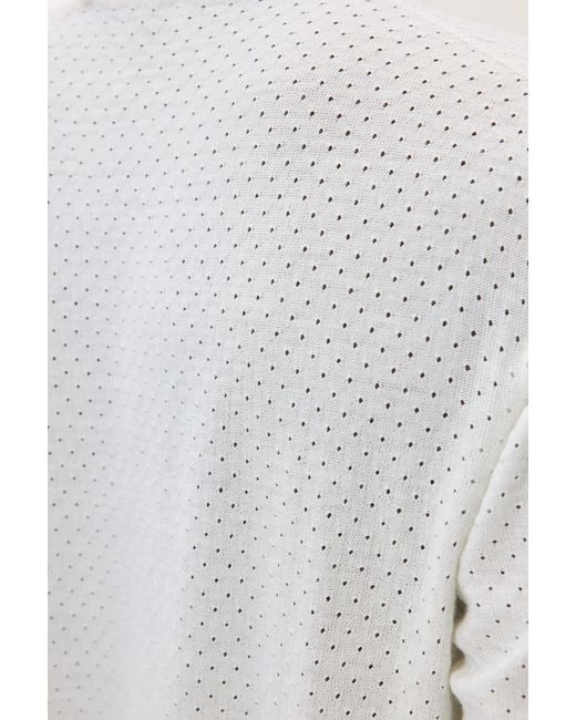 Johnstons White Superfine Merino Mesh T-Shirt for men