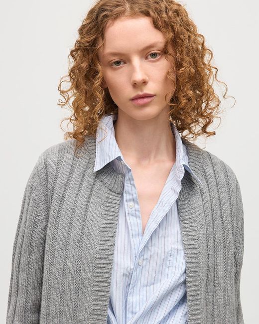 Johnstons Blue Lecht Cashmere Crew Cardigan