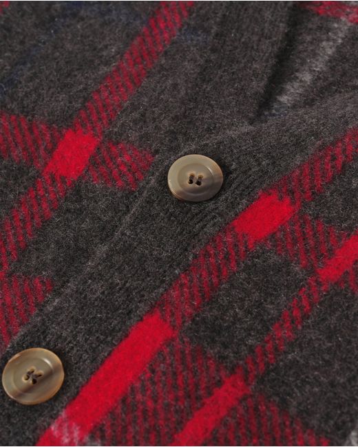 Johnstons Red Mach Brushed Cashmere-Silk Cardigan