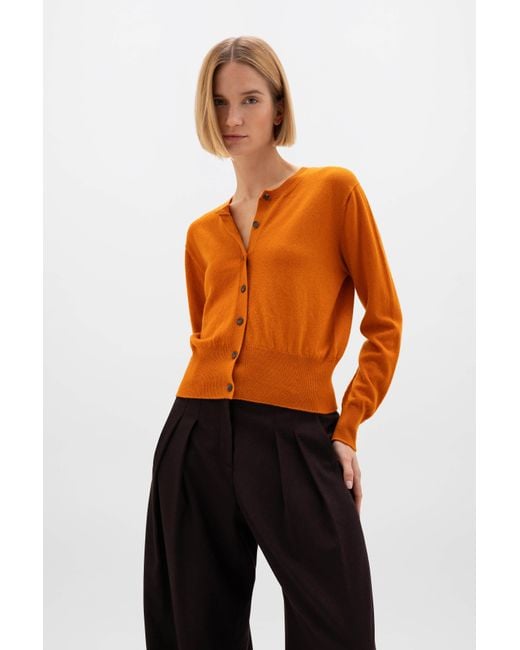 Johnstons Orange Cashmere Cardigan