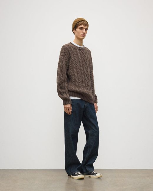 Johnstons Brown Macdonald Aran Cable Cashmere Jumper