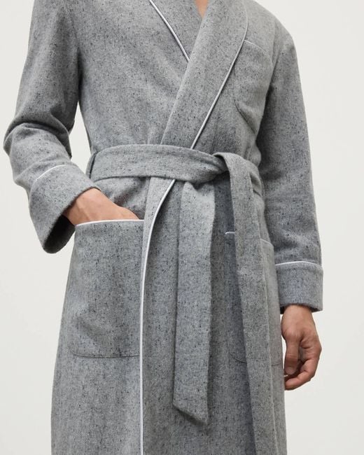 Johnstons Gray Donegal Cashmere Dressing Gown for men