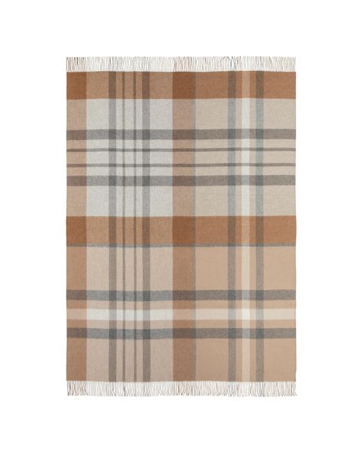 Johnstons Brown Reversible Cashmere Check Throw