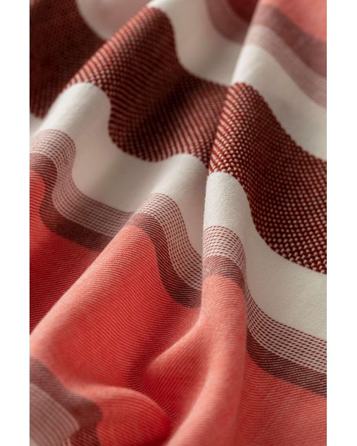 Johnstons White Tissue Textured Stripe Scarf