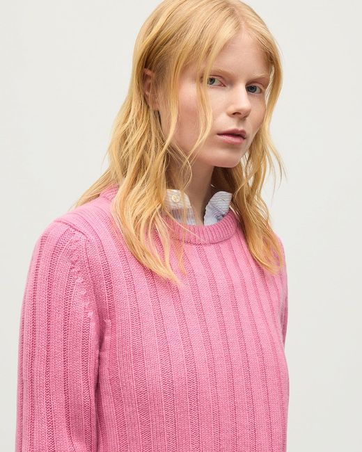 Johnstons Pink Lecht Cashmere Crew Jumper