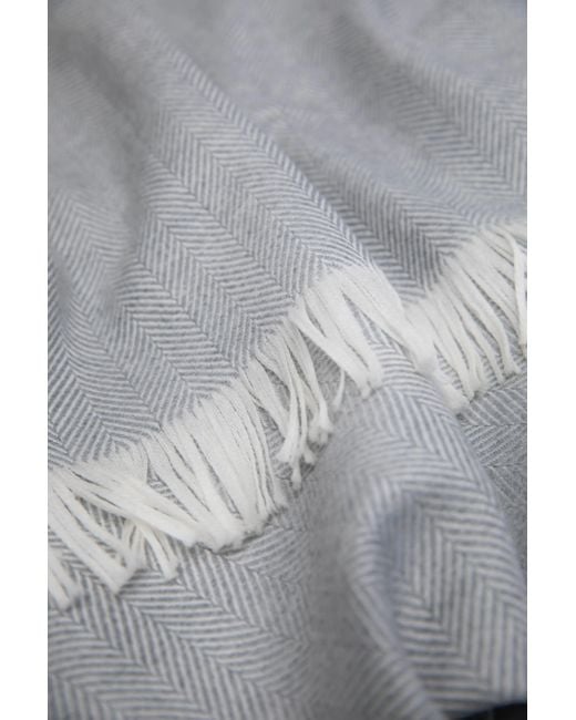 Johnstons Gray Herringbone Merino Bed Throw