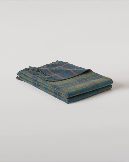 Johnstons Blue Double Face Check Lambswool Throw