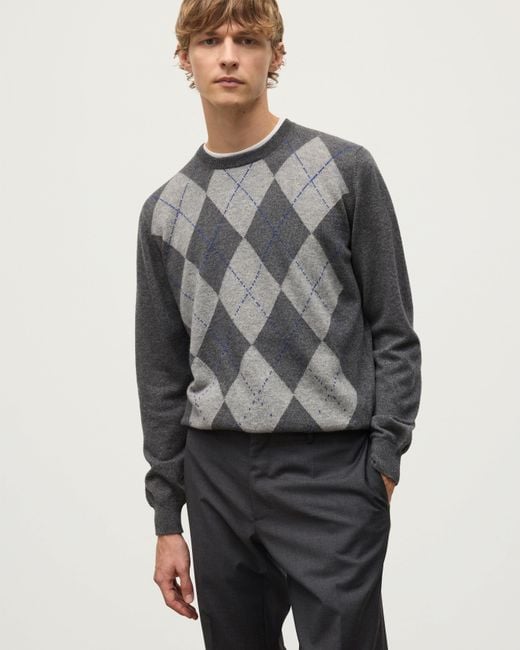 Johnstons White Argyll Mid Cashmere Jumper for men