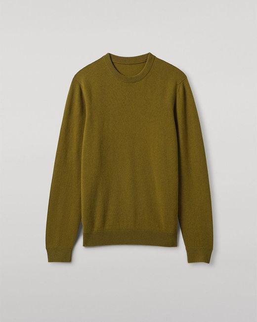 Johnstons Green Rory Classic Cashmere Crew Jumper for men