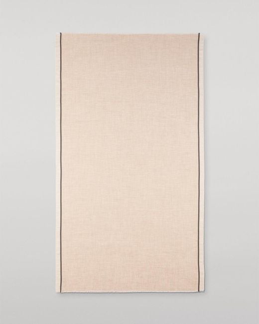 Johnstons White Ives Chevron Border Cashmere Scarf