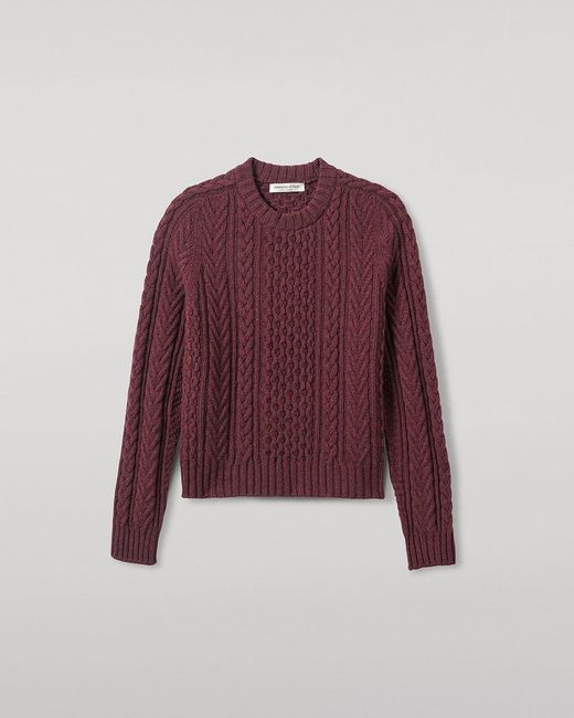 Johnstons Red Aran Cable Cashmere Jumper