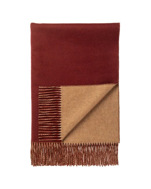 Johnstons Red Reversible Dark & Camel Cashmere Throw