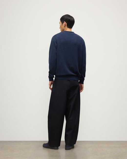 Johnstons Blue Rory Classic Cashmere V-Neck Jumper for men
