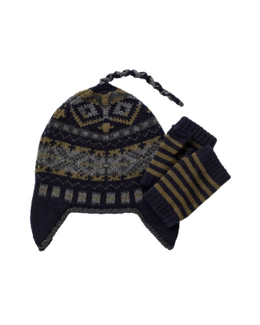 Johnstons Black Stripy Children's Cashmere Wristwarmers