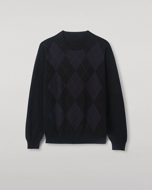 Johnstons Blue Argyll Cashmere Jumper for men
