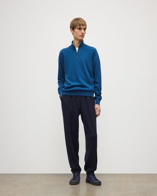 Johnstons Blue Lewis Dark Tapered Cashmere Joggers for men