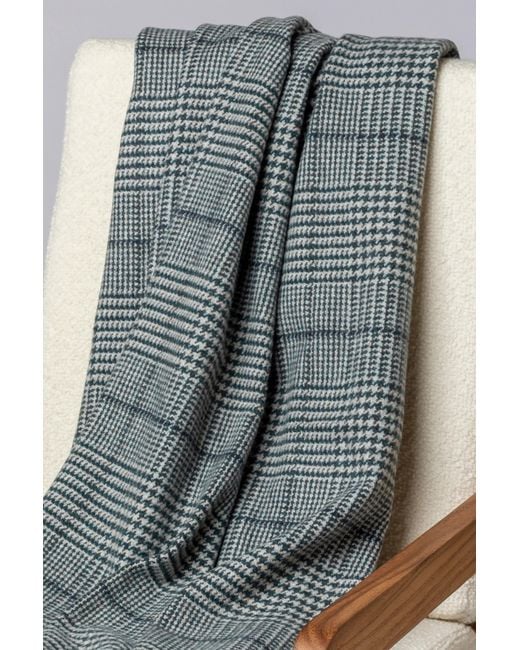 Johnstons Gray Tweed Glen Check Wool Throw