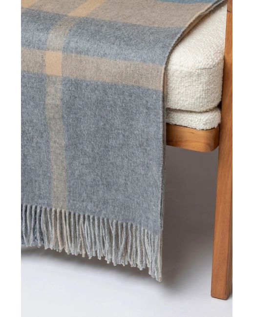 Johnstons Gray Check Reversible Cashmere Throw