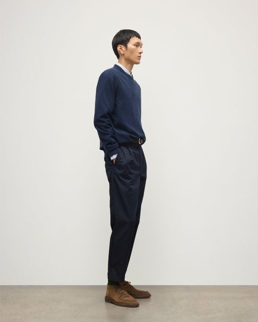 Johnstons Blue Rory Classic Cashmere Crew Jumper for men