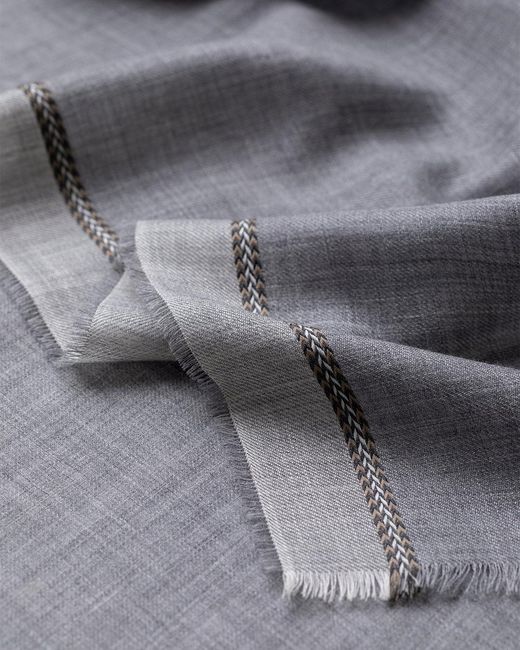 Johnstons White Ives Chevron Border Cashmere Scarf