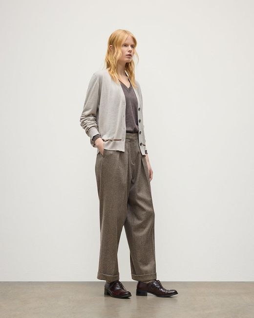 Johnstons White Effie Superfine Cashmere Cardigan
