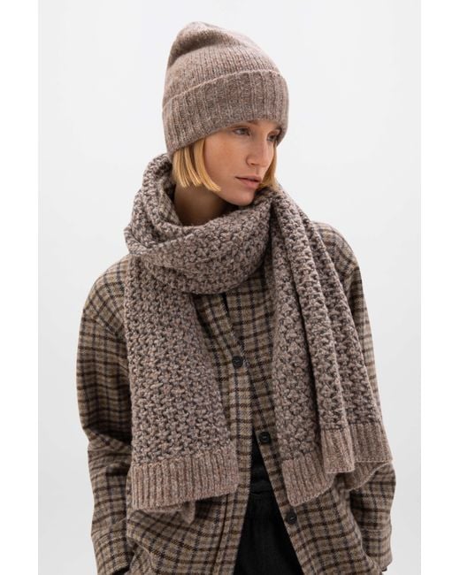 Johnstons Brown Brushed Cashmere Bouclé Stole