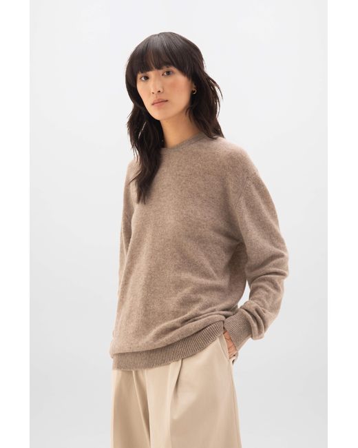 Johnstons Brown Classic Cashmere Round Neck
