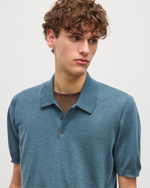 Johnstons White Fin Superfine Cashmere Polo Shirt for men