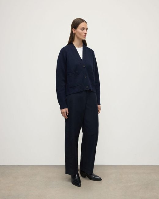 Johnstons Blue Relaxed Fit Dark Cashmere Cardigan