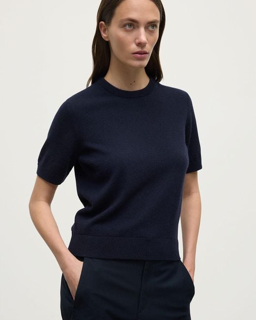 Johnstons Blue Classic Cashmere Dark T-Shirt
