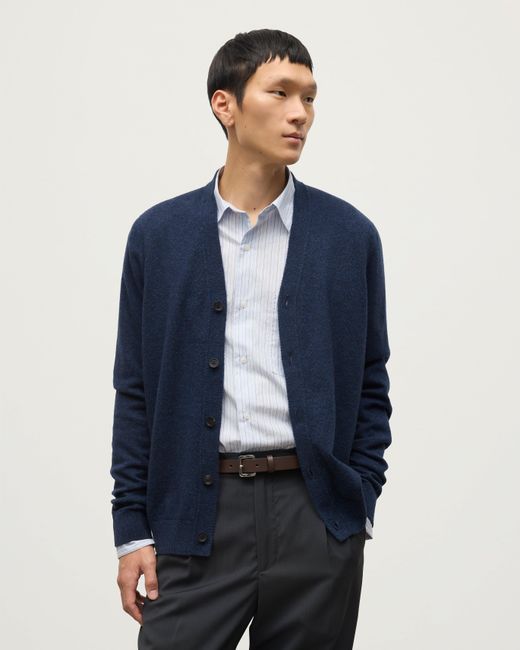 Johnstons Blue Rory Classic Cashmere Cardigan for men