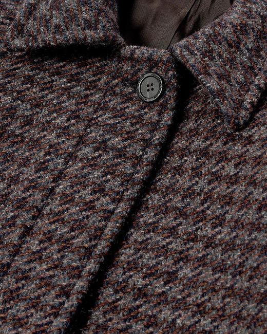 Johnstons Blue Balmacaan Shale Houndstooth Coat