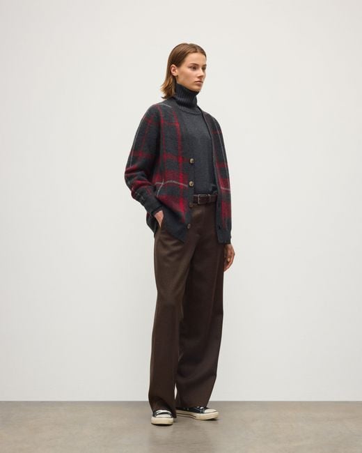 Johnstons Red Mach Brushed Cashmere-Silk Cardigan