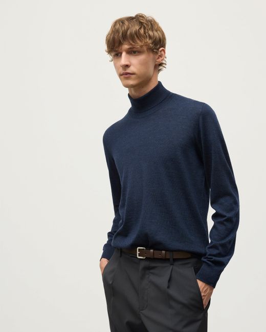 Johnstons Blue Fin Cashmere Roll Neck Jumper for men