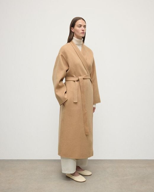 Johnstons Natural Camel Cashmere Wrap Coat