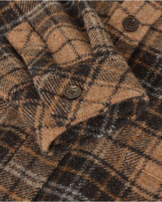 Johnstons Gray Atholl & Camel Plaid Overshirt