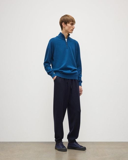 Johnstons Blue Lewis Dark Tapered Cashmere Joggers for men
