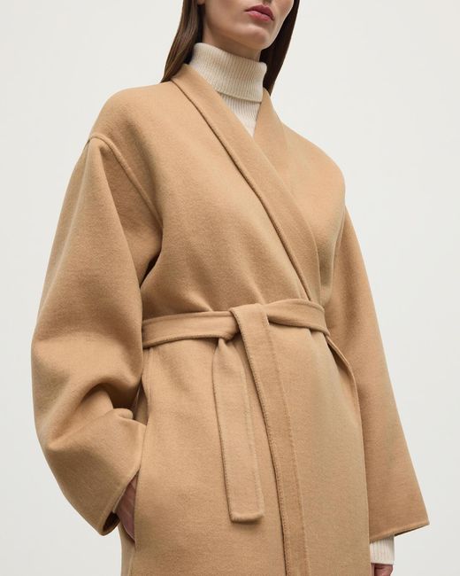 Johnstons Natural Camel Cashmere Wrap Coat