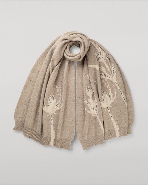 Johnstons Natural Wild Thistle Intarsia Cashmere Wrap