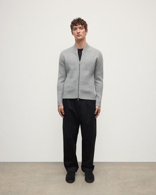 Johnstons Gray Cashmere Milano Stitch Light Zip Jacket for men