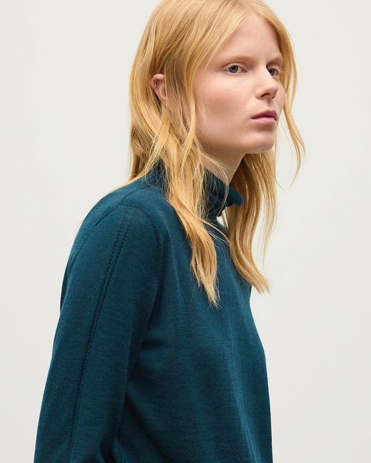 Johnstons Blue Beatrice Funnel Neck Superfine Cashmere Jumper