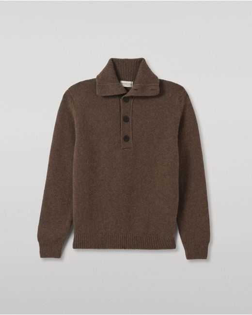 Johnstons Brown Douglas Button Neck Cashmere Jumper