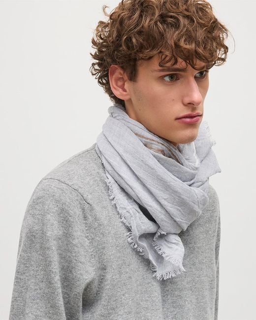Johnstons White Cyrus Float Edge Scarf